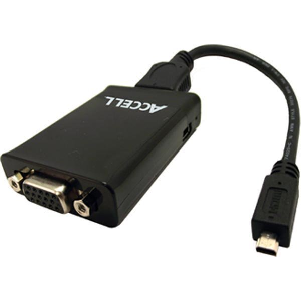 ACCELL signaalinmuunnin micro HDMI 19-pin naaras -> VGA HD15 naaras