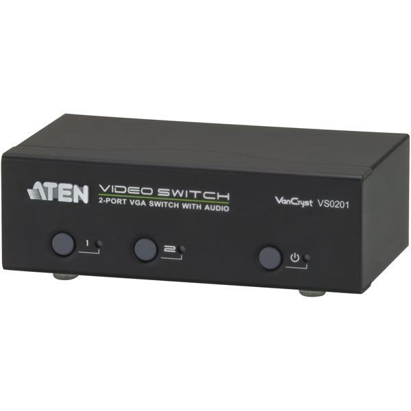 ATEN VGA-Switch 2 konetta 1 näytölle HD-15 na/ur 3 5mm RS232 mu