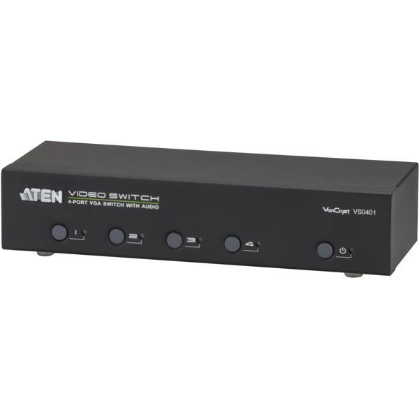 ATEN VGA-Switch 4 konetta 1 näytölle HD-15 na/ur 3 5mm RS232 must