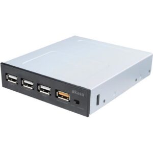 Akasa USB-etupaneeli 4xUSB2.0 1x 2 4A 1x3 5-paikka musta"