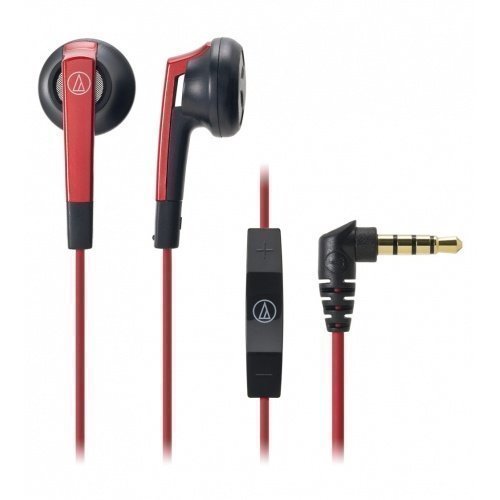 Audio-Technica ATH-C505i Earbuds with Mic3 for iPhone Red