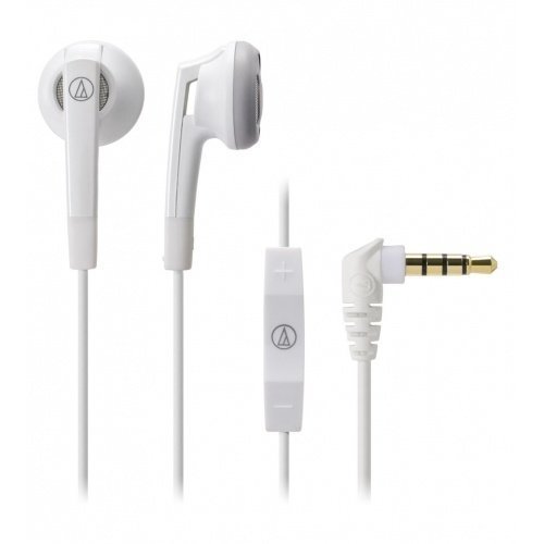 Audio-Technica ATH-C505i Earbuds with Mic3 for iPhone White