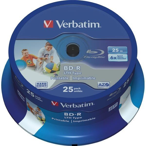 BD-RVerbatim BD-R 6x 25GB 25-pack spindel printable LTH Hard Coat