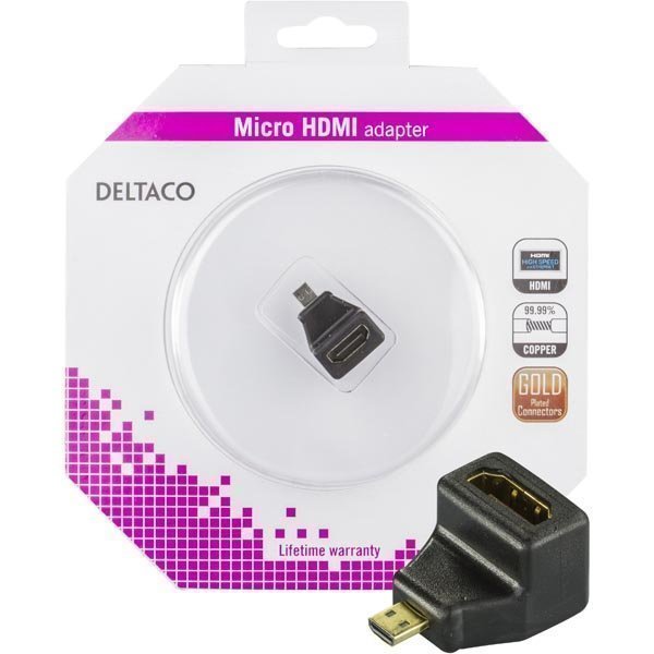 DELTACO HDMI High Speed with Ethernet sovitin Micro HDMI ur - HDMI na