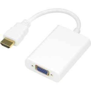 DELTACO HDMI - VGA-sovitin 19-pin ur- 15-pin+3 5mm 0 2m valkoinen