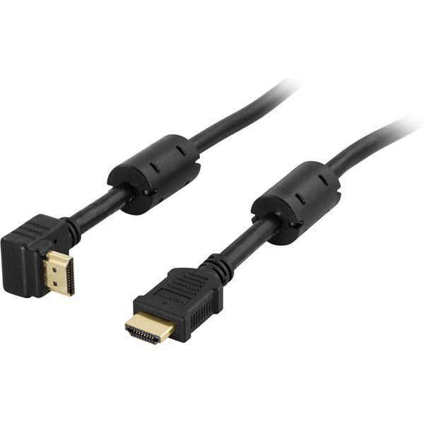DELTACO HDMI- kaapeli Std+Eth 19-pin uros - uros 1080i kulma 1m musta