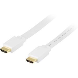 DELTACO HDMI-kabel Std+Eth 19-pin u-u 1080i litteä valk 10m
