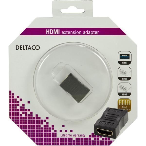 DELTACO HDMI-sovitin 19-pin naaras - naaras kullatut liittimet