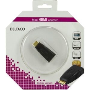 DELTACO HDMI-sovitin mini HDMI ur - HDMI na 19-pin kullatut liittim