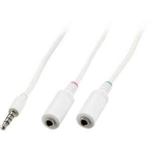 DELTACO headset-sovitin sopii iPhone 3 5mm u -2x3 5mm n 0 5m valk