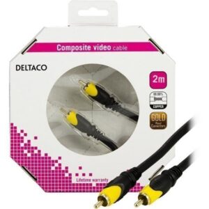 DELTACO komposiittivideokaapeli 1xRCA u - u kullatut liitännät 2m