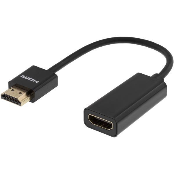 DELTACO ohut HDMI-kaapeli 19-pin ur-19-pin na 10cm musta