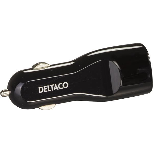 DELTACO virtasovitin tupakansytytin 12~24V - 5V 2.1A 2xUSB musta