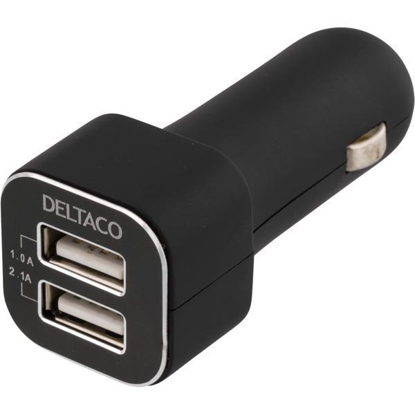 DELTACO virtasovitin tupakansytytin 12V 12~24V - 5V 3.1A 2xUSB mu