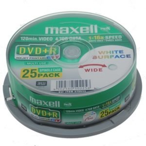 DVD+R 4.7 Gb tulostettava 8x 25 osainen spindle