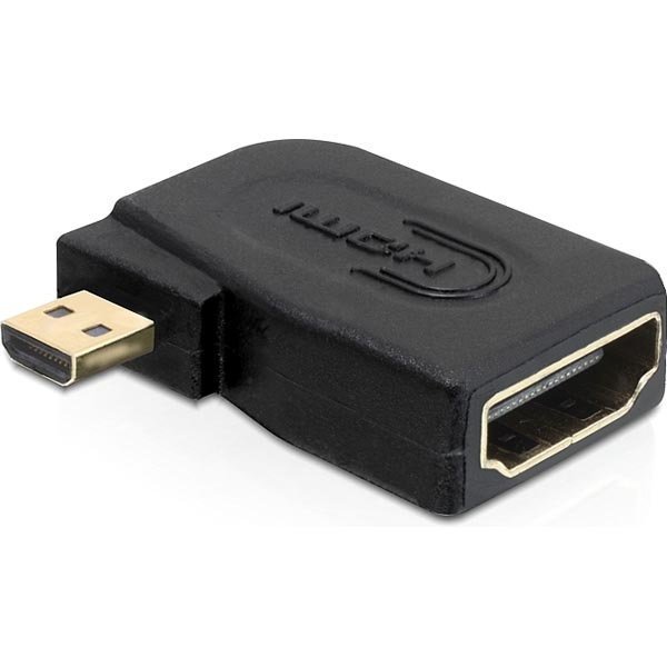 DeLOCK HDMI-sovitin Micro HDMI ur -> HDMI na kulmaliitin musta