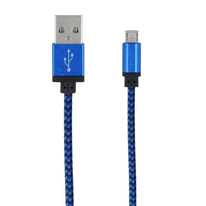 Forever Braided punottu kestävä Micro USB kaapeli 1m - Sininen