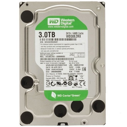 HDD-Intern-3.5 Western Digital Caviar Green 3TB (IntelliPower / 64MB Cache / Sata 6Gb/s / NCQ)