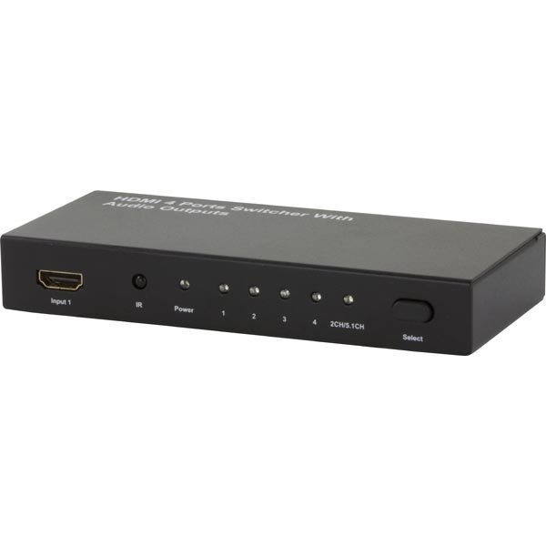 HDMI Switcher HDMI-kytkin jossa 4 sisääntuloa 1 ulostuloon musta