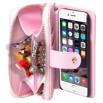 Lompakkokotelo hihnalla iPhone 6 Plus & 6S Plus Pinkki