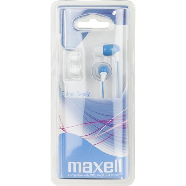 Maxell Colour Canalz nappikuulokkeet 2xL 1xS 3 5mm 1 2m sin/valk