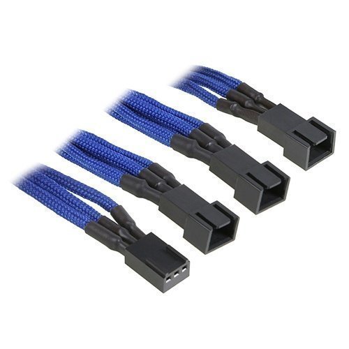 Modding-Acc BitFenix 3-Pin -> 3x 3-Pin 60cm Sleeved Blue/Black