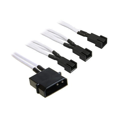 Modding-Acc BitFenix Molex -> 3x 3-Pin 20cm Sleeved White/Black