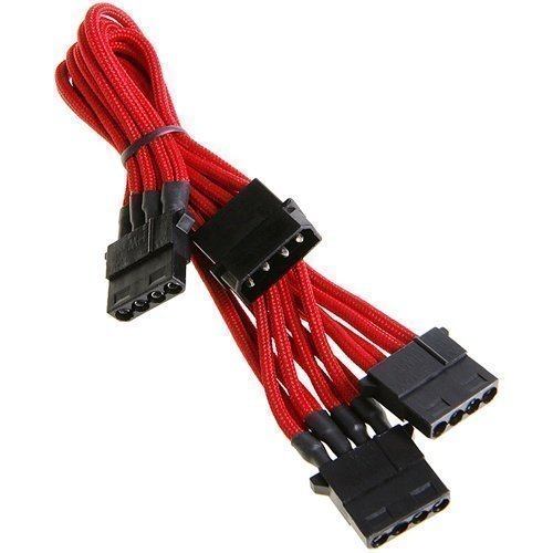 Modding-Acc BitFenix Molex -> 3x Molex 55cm Sleeved Red/Black