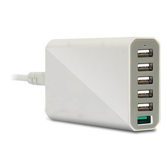 Multi USB-laturi 6 Matkapuhelimelle / Tabletille + Quickcharge 10000mAh