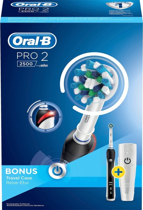 Oral-B Pro2500 Cross Action Black Sähköhammasharja + Travel Case