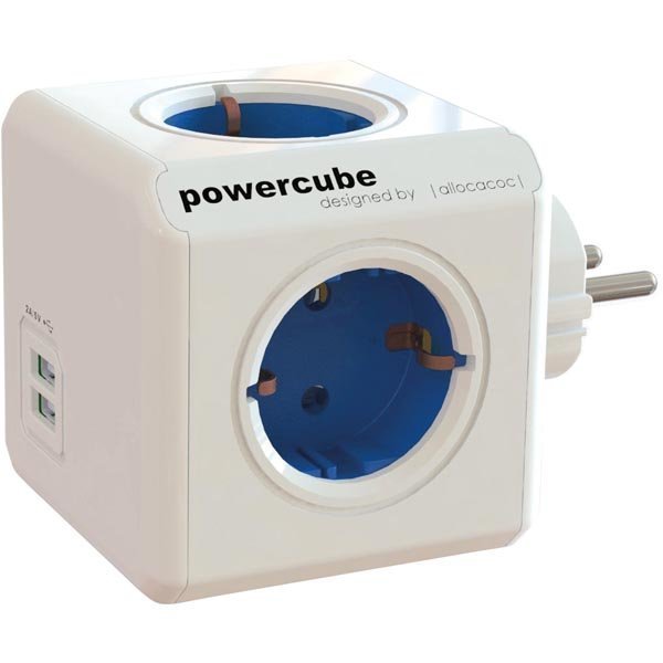 PowerCube Original 4 pistoketta 2 USB Sininen