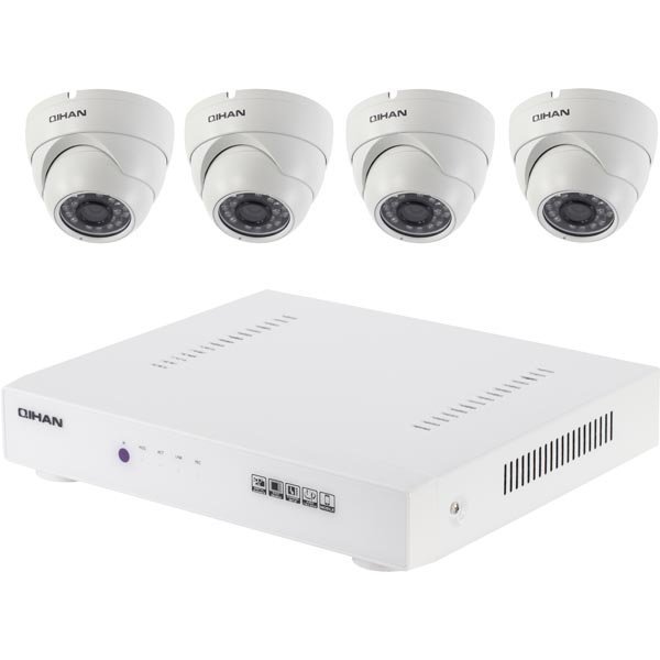 Qihan QH-D5004AHC-N340D DVR-laite 4 dome-kameraa 720p IR valkoine