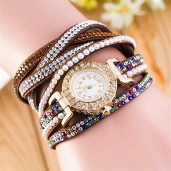 Rhinestone Naisten kello Rannekoru Coffee