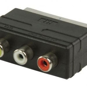 SCART - RCA-tulosovitin SCART uros - 3x RCA naaras musta