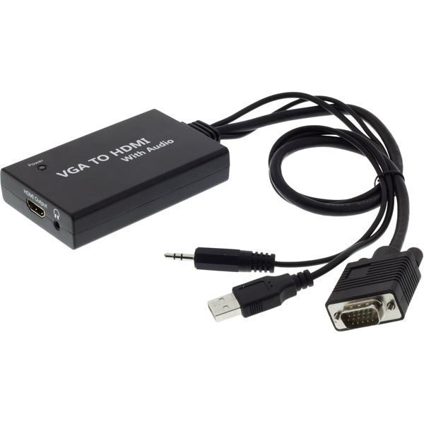 Signaalinmuunnin VGA ja ääni - HDMI 1080p 3 5mm USB musta