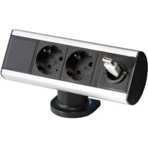 Smartline Desk 2xCEE 7/4 kaapelin läpivienti aukko alumiini/musta