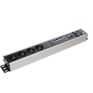 Smartline Pistorasialista 4xCEE 7/4 4xRJ45 HDMI VGA musta/hopea