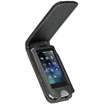 Sony Walkman NWZ-A765B NWZ-A765W iGadgitz Nahkainen Läppäkotelo Musta