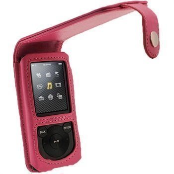Sony Walkman NWZ-E450 iGadgitz Nahkainen Läppäkotelo Pinkki