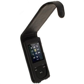 Sony Walkman NWZ-E473 NWZ-E474 iGadgitz Nahkainen Läppäkotelo Musta