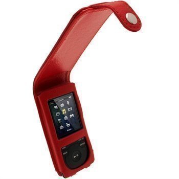 Sony Walkman NWZ-E473 NWZ-E474 iGadgitz Nahkainen Läppäkotelo Punainen