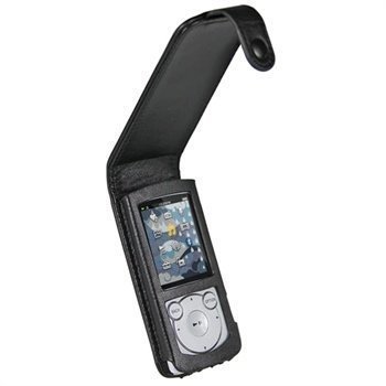 Sony Walkman NWZ-S765B NWZ-S765W iGadgitz Nahkainen Läppäkotelo Musta
