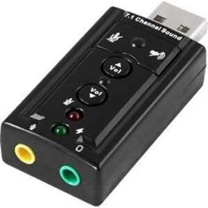 USB-äänikortti kuulokkeiden ja mikrofoonin liittämistä varten.