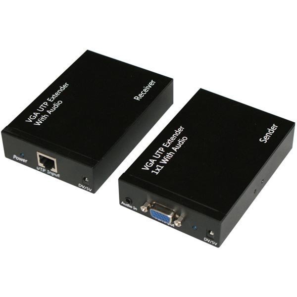 VGA ja audio-jatke Ethernet-kaapeliin jopa 300m musta