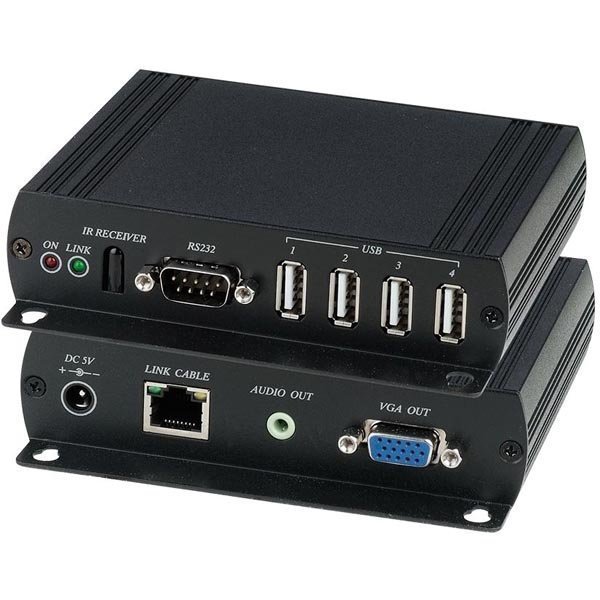 VGA/USB/ljud/RS232-jatke Cat5e kaapelissa 180m IR 1920x1080 musta