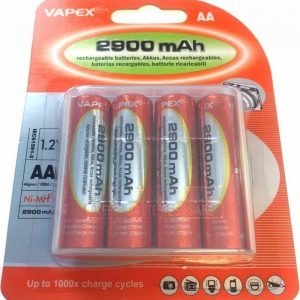 Vapex ladattava AA NiMH akku - 2900 mAh - 4 kpl + kotelo