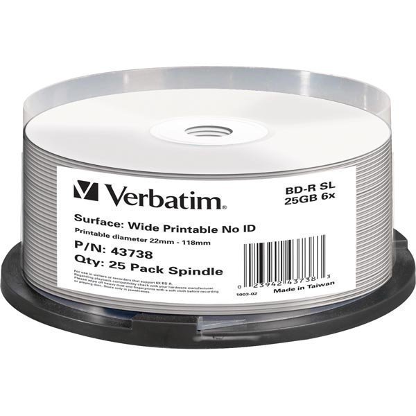 Verbatim BD-R 6x 25GB/200min 25pack spindel print Hard Coat MABL