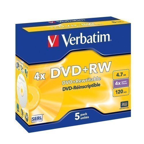 Verbatim DVD+RW Verbatim 4.7GB 5pack 4X Branded matt silver