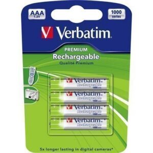 Verbatim ladattavat paristot AAA(LR03) Ni-MH 1000mAh 1 2V 4-pakkau