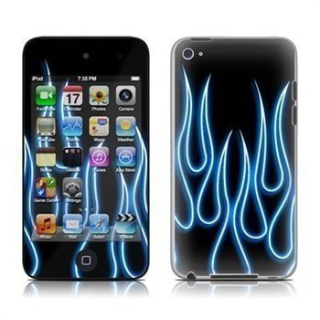 iPod Touch 4G Blue Neon Flames Skin